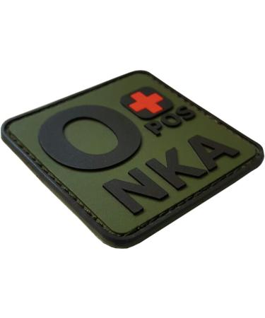 Olive Drab Blood Type O+ NKA OD Morale PVC Rubber Fastener Patch - Buy Online on GoSupps.com