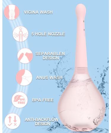 Anti Back-Flow Enema Douche Bottle for Colon Cleansing - 5 Spout Anal Bulb for Men and Women - Reusable Vaginal Cleaner Kit (Pink) - Buy Online on GoSupps.com