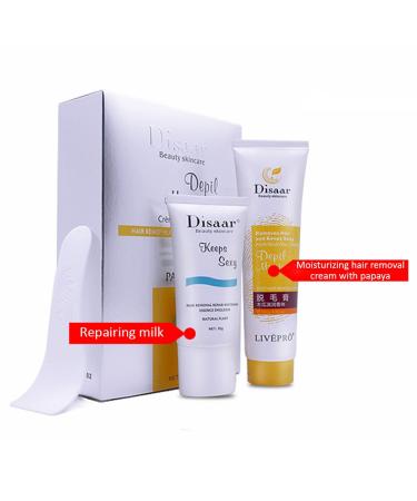 Depilatory Hair Removal Cream & Repairing Milk Essence Set - Moisturizing Skin | 100g + 50g | International Shipping - Buy Online on GoSupps.com