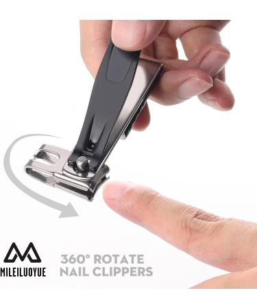 2PC Nail Clipper Set - Stainless Steel Rotary Head for Thick Nails & Nail File | Ideal Gift for Perfect Pedicure - Buy Online on GoSupps.com