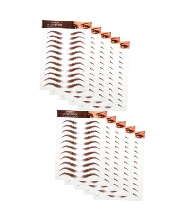 TOVINANNA 10 Sheets Eyebrow Stickers Simulation Eyebrow Fake Eyebrows Eyebrow Sticker for Eyebrows Waterproof 1 count (Pack of 1) Brownx2pcs