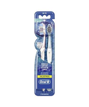 Oral-B 3D White Glamorous Manual Toothbrush with Soft Bristles 2 Count
