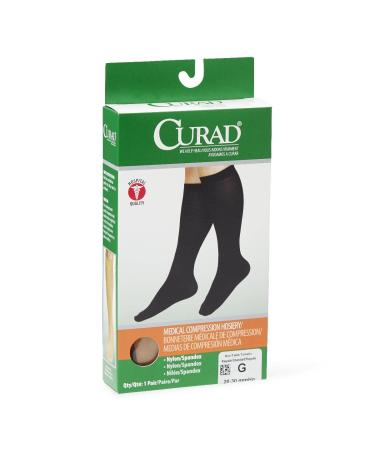 Medline CURAD Knee-High Compression Hosiery 20-30 mm Hg Tan Size G Regular Length 1 Pair