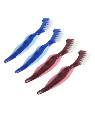 Hapinary 4 pieces older prosthesis toothbrush prosthesis cleaning travel toothbrush toothbrush travel prosthesis brush false toothbrush prosthesis prostheses cleaning brush portable toothbrushes