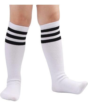 DRESHOW BQUBO Kids Toddler Soccer Socks - White/Black Stripe, 3-6 Years - Buy Online on GoSupps.com
