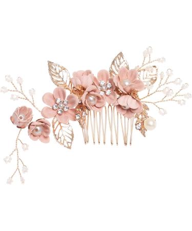 Vokowin Bridal Flower Side Hair Clips Hair Clip Rhinestone Bridal Hair Accessories Floral Bridal Headpiece Fashion Girls Wedding Hair Piece (Pink) (K52-1) - Buy Online on GoSupps.com