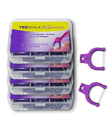 TEEsmile Evolutionary Clean Dental Flossers Kit of Handle(s) Plus Refillable Heads (No Handle Included 200 Tightened 2-Strand Refills) 200 Count (Pack of 1) 200 Tightened 2-strand Refills