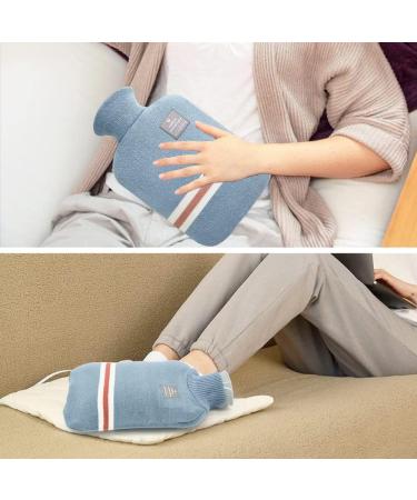 Large 2L Hot Water Bottle with Knitted Cover - Pain Relief & Comfort | Ideal Gift for Men Women & Kids - Blue & Green - Buy Online on GoSupps.com