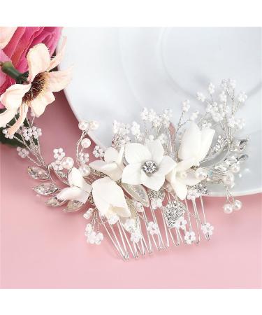 Serveyou Bridal Hair Accessories Wedding Hair Pieces for Brides Wedding Crytsal Flower Hair Comb Hair Jewels Fits for Wedding Bridal Shower Baby Shower Engagements Parties Proms - Buy Online on GoSupps.com
