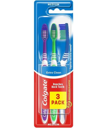 Colgate Extra Clean Toothbrushes (3-Pack) Medium - Buy Online | Fast International Shipping - Buy Online on GoSupps.com