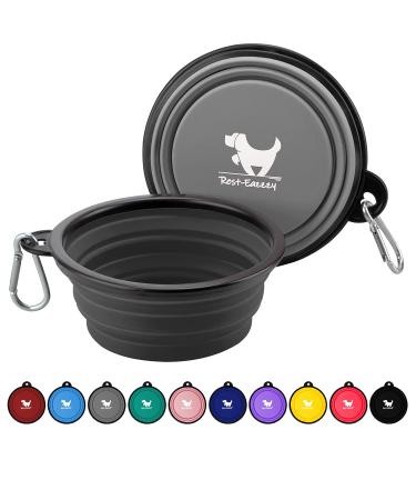 Collapsible Dog Bowls for Travel, 2-Pack Dog Portable Water Bowl for Dogs Cats Pet Foldable Feeding Watering Dish for Traveling Camping Walking with 2 Carabiners, BPA Free Small (Pack of 2) grey&black