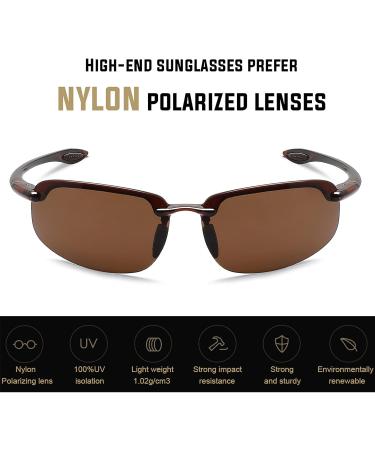 JULI Tr90 Rimless Sports Sunglasses for Men Women | Brown/Brown Polarized | Ideal for Running, Fishing, Baseball, and Driving - Buy Online on GoSupps.com