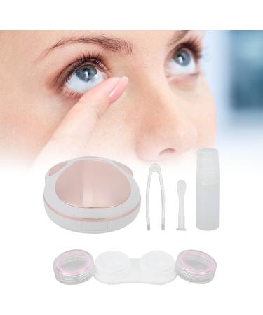 Huairdum Pink Travel Contact Lens Container - Portable Mirrored Design Durable Plastic for Easy Use - Buy Online on GoSupps.com