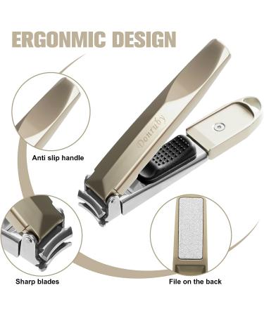 Premium Donruby Nail Clipper Set - 15mm Wide Easy Press Lever, Curved Blade, Nail File - Ideal for Men, Women, Seniors - Nickel Color - Buy Online on GoSupps.com
