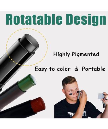Green Face Paint Green/Black/Red Halloween Face Paint Football Stick Sports Face Makeup Color Stick Easy Color Camo Face Dye Cosplay Face&Eye Stick For Hunting&Baseball&Football&Halloween Waterproof red+green+black - Buy Online on GoSupps.com