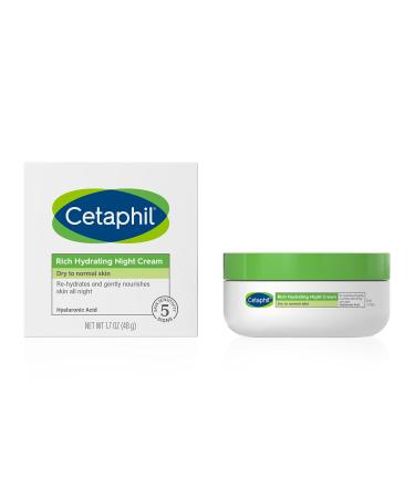 CETAPHIL Rich Hydrating Night Cream For Face, With Hyaluronic Acid, 1.7 oz, Moisturizing Cream For Dry To Very Dry Skin, No Added Fragrance, (Packaging May Vary) Rich Hydrating Cream