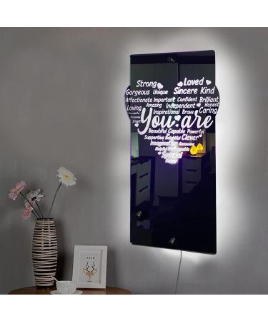 Custom I AM LED Light Up Name Mirror - Personalized Affirmations, 3 Lighting Modes, Remote Control - Bedroom Wall Decor (Heart-Shaped) - Buy Online on GoSupps.com