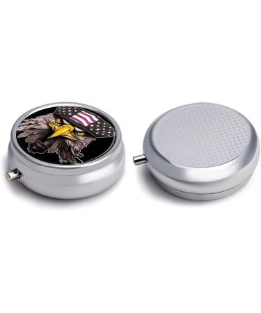 Portable 3-Compartment Pill Box with Eagle Design - Travel Pill Organizer for Purse & Pocket - Buy Online on GoSupps.com