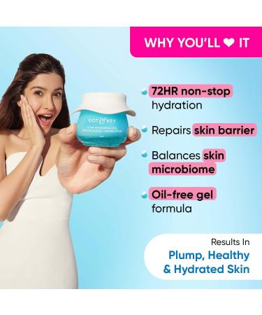 72Hr Hydrating Gel & Probiotics Moisturizer - Oil-Free Lightweight Face Gel with Hyaluronic Acid Kombucha & Rice Water for Oily & Dull Skin - 60ml - Buy Online on GoSupps.com
