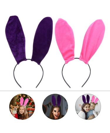 Uonlytech 2pcs Bunny Ears Headband - Purple/Pink Satin for Easter Cosplay & Parties - Buy Online on GoSupps.com