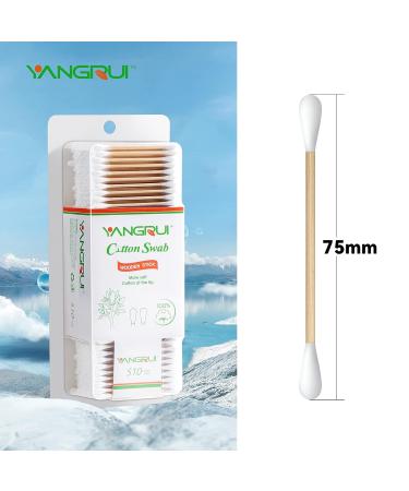 YANGRUI Cotton Swab 510 Count BPA-Free Wooden Stick Double Round Ear Swabs Eco-Friendly Cotton Buds - Pack of 1 - Buy Online on GoSupps.com
