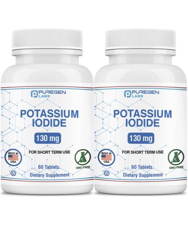 Potassium Iodide Tablets 130 mg EXP 07/2025 Kosher Iodine Tablets , Thyroid Supplement  2 Pack | 120 Tablets Total