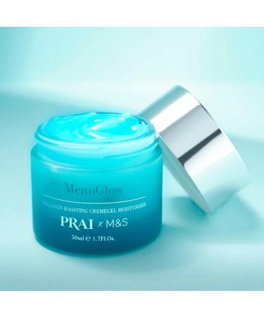 PRAI MenoGlow Collagen Boosting Cremegel Moisturiser 50 ml - Eases Flushing Skin Moisture Nourishing Day Cream Radiance - Buy Online on GoSupps.com
