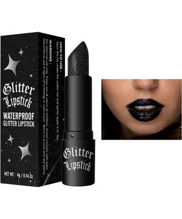  Opilroyn Halloween Black Lipstick Glitter Lipstick | Waterproof Glitter Sparkling Lipstick Non-Stick Matte Balm Body-Free for Women - Buy Online on GoSupps.com