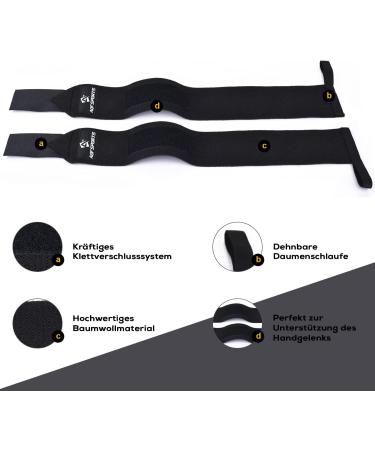 Shop AQF 45cm Black Wrist Bandages - Support for Strength Training & Powerlifting | Gym Wrist Wraps for Men & Women - Buy Online on GoSupps.com