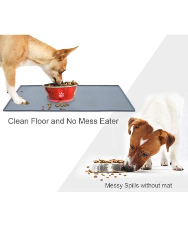AMZNOVA Large Waterproof Dog Feeding Mat 60x40cm - Anti-Slip Silicone Pet Food Mat Grey - Buy Online on GoSupps.com
