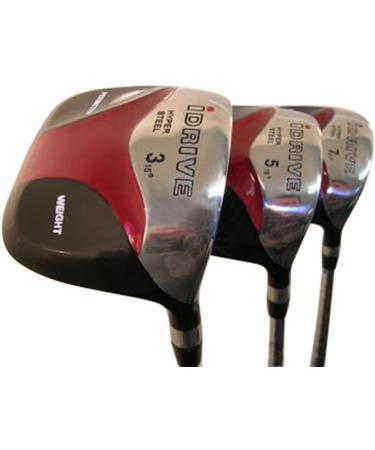 Senior Men's iDrive Red Square Anti-Slice Draw Fairway Wood Set - 3, 5, 7 - Right Handed Senior Flex - Black Pro Velvet Grips - Buy Online on GoSupps.com