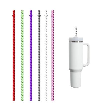 6PCS Reusable Plastic Swirl Straws 0.3 * 10.2" Colored Reusable Drinking Straw Tritan Reusable Plastic Straw Long Hard Tumbler Replacement Drinking Straws for Starbucks Tumblers