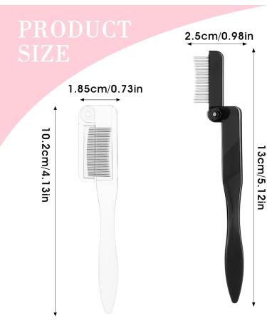 Sibba Folding Eyelash Comb 2PCS - Metal Teeth Separator Curler Steel Mascara Brush Grooming Tools for Eyelashes & Eyebrows - Black & Transparent - Buy Online on GoSupps.com