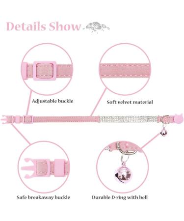 EXPAWLORER Cat Collar Breakaway with Bells - 2 Pack Rhinestone Diamante Collars for Cats and Small Dogs - Adjustable & Safe Velvet Collar in Black + Pink - Buy Online on GoSupps.com