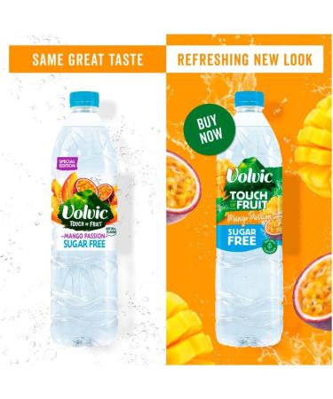 Volvic Touch of Fruit Sugar-Free & Low Sugar Natural Flavoured Water Variety Packs (12 x Bottles Mango Passion 500ml) Mango Passion 500ml 12 x Bottles - Buy Online on GoSupps.com