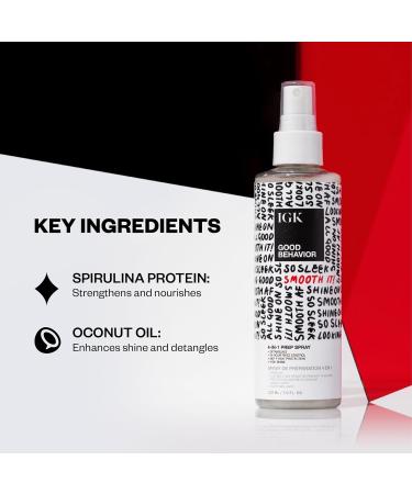 IGK GOOD BEHAVIOR Smoothing Frizz Fighters Travel Set | 4-in-1 Prep Spray + Spirulina Protein Smoothing Spray | Frizz Control + Heat Protectant | Vegan + Cruelty Free Good Behavior 2 Fl Oz + 2.4 Fl Oz (Pack of 2) - Buy Online on GoSupps.com