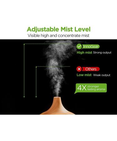 InnoGear Aromatherapy Diffuser & 10 Essential Oils Set | 400ml Ultrasonic Cool Mist Humidifier | 4 Timers 7 Colors Light | Waterless Auto Off | Yellow Wood Grain - Buy Online on GoSupps.com