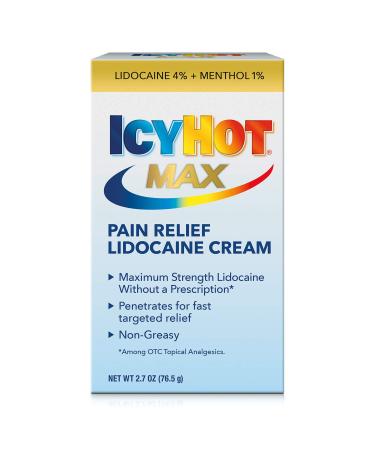 Icy Hot Max Strength Pain Relief Cream with Lidocaine Plus Menthol, 2.7 Ounces 2.7 Ounce (Pack of 1) New Packaging