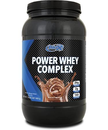 BioX Power Whey Complex/Nitrogen-Rich Three-Tiered Protein Powder / 25-27 G Protein Per Serving / 100% Pure Whey Protein / 2LBS (Rocky Road)