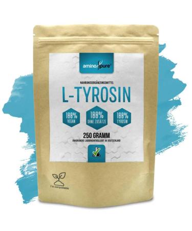 aminopure® | Pure Tyrosine Powder | Pure L-Tyrosine Without Additives | Fermentation From Corn (Non-GMO) | 100% Vegan & Lab Tested | 250g