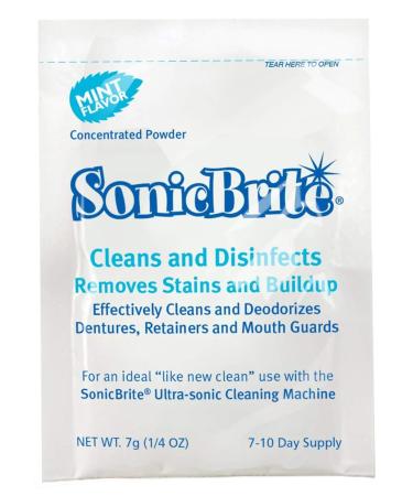 SonicBrite Dental Appliance Cleaning Powder Mint Flavor 6-Month Supply Gently Cleans Retainers Dentures Mouth Guards & Night Guards Easy-Mix Concentrate - Buy Online on GoSupps.com