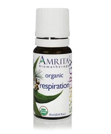 Respiration Synergy Essential Oil Blend - USDA Certified Organic Essential Oil Blend of Sweet Eucalyptus Globulus Siberian Fir & Niaouli - Pure & Undiluted -Size: 10ML Eucalyptus 0.34 Fl Oz (Pack of 1)