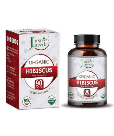 Just Jaivik 100% Organic & Pure Hibiscus (Rosa Sabdariffa) Tablets As Dietary Supplements - 750mg (90 Tablets) | Detoxification | Cardiac Health*