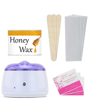 Exuby Wax Warmer Kit for Hair Removal   Includes: 1 Pound Honey Hard Wax  50 Wax Strips  10 Wax Sticks  10 Wax Remover Wipes - Automatic Temperature Control(ATC) -Hard Wax Is Better Than Wax Beans