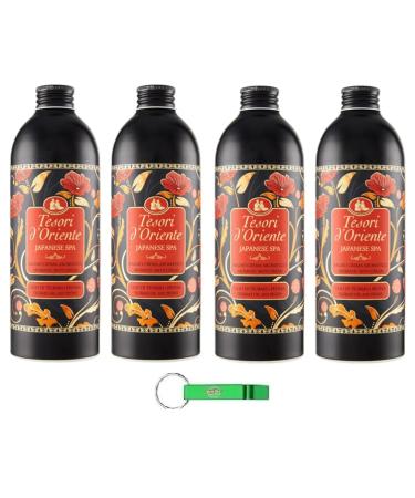 Tesori d'Oriente Bagno Lot de 4 bains moussants l'huile de Tsubaki pour rituels japonais purifient la peau et nourrissent et hydratent 500 ml + porte-cl s Beni Culinari