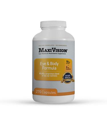 MaxiVision Eye & Body Formula - Based on AREDS 2 Study - 270 Eye Vitamins Capsules - 1 Bottle 270 Count (Pack of 1)