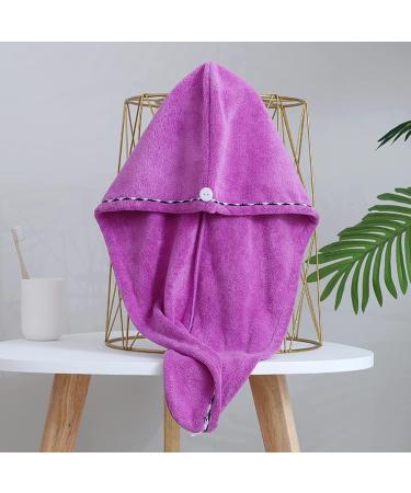 Anller Microfiber Hair Towel Set - Super Absorbent Drying Cloth with Button for Long & Thick Hair - 3 Pack in Red Blue & Purple - Buy Online on GoSupps.com