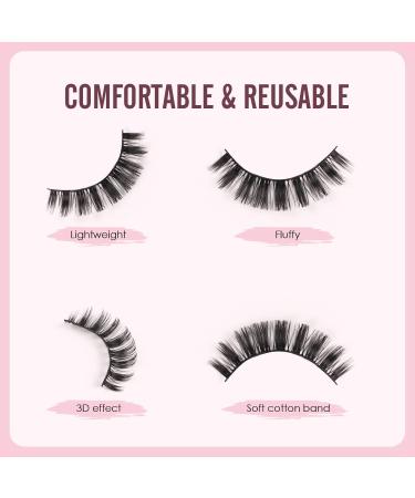 Glowingwin Russian Volume D Curl Hybrid Strip Lashes - 10 Pairs Pack | 3D Curly Faux Mink False Eyelashes | Natural, Fluffy, and Long-Lasting Russian Lashes - Buy Online on GoSupps.com