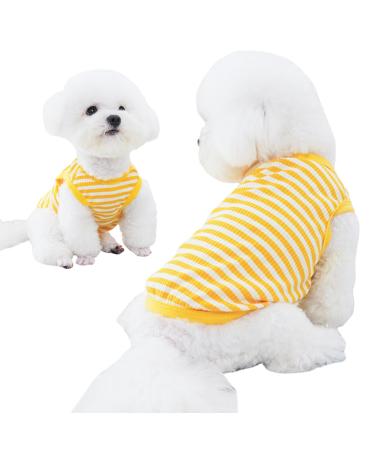 Winmany Dog Striped T-Shirt Pet Cat Summer Sleeveless Basic Vest Tank Top Puppy Soft Spring Fall Apparel Clothes for Small Medium Dogs Cats (1 Yellow L) L Yellow 1