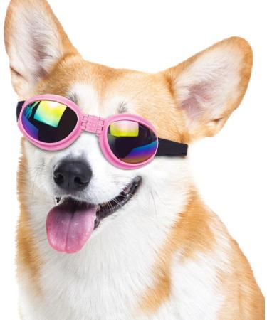 Luckxing Glasses for Dogs | Cat & Dog Barrel Glasses for Medium Dogs | Windproof Soft Eye Protection - Pink - Buy Online on GoSupps.com